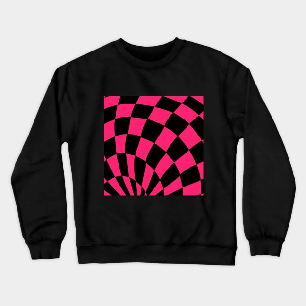 Pink and Black Checkers Crewneck Sweatshirt by taoistviking